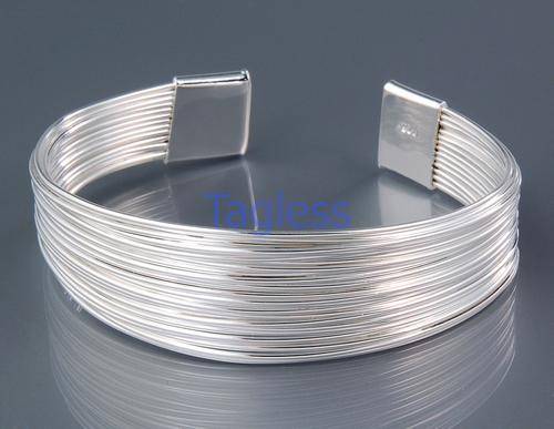 New 925 Sterling silver stamped multiple strand Bangle
