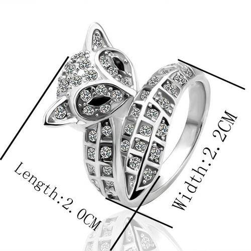 New 18k RGP white gold Fox Ring With Genuine SWA elements from Austria