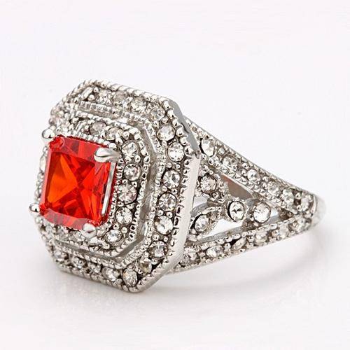 New 18k RGP Red Crystal Ring covered in Genuine Austrian Crystals