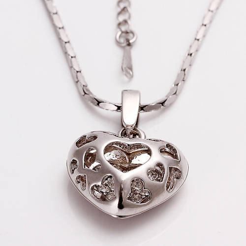 New 18K RGP white gold Heart Pendent with Genuine Austrian Crystals and free chain