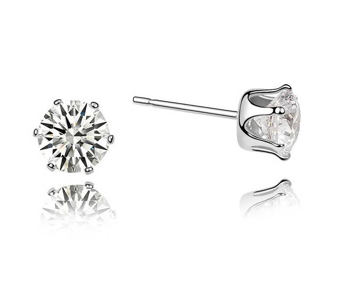 *Stunning* 18k RGP White gold Diamond Stud Earrings