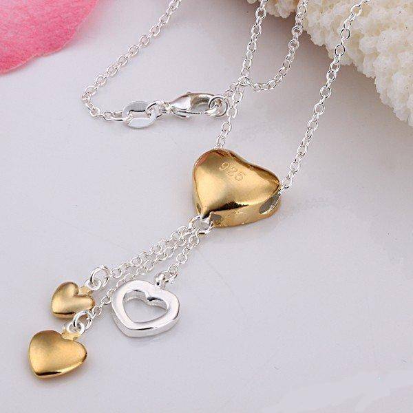 *Gorgeous* 925 Silver 3 Hearts Chain Necklace