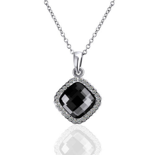 New 18K RGP platinum Black crystal pendent with FREE chain and genuine Austrian crystals