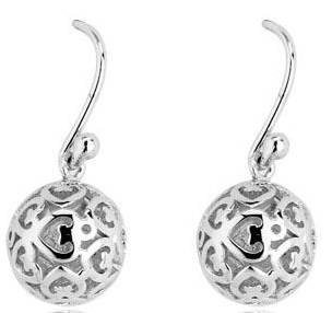 *Local Stock*, New rhodium filled Ladies dangle ball earrings with fine detail work