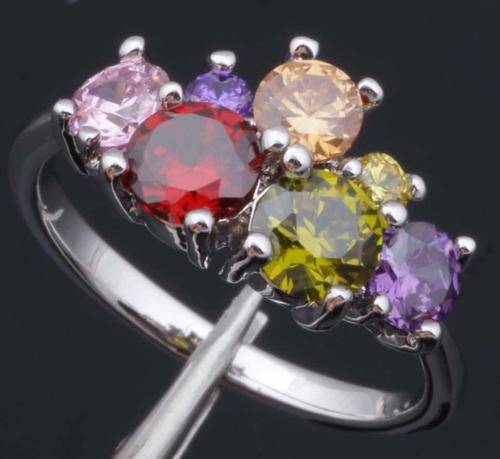 *Local Stock* 925 sterling silver filled Ladies Stunning multi gemstone summer ring. Gorgeous