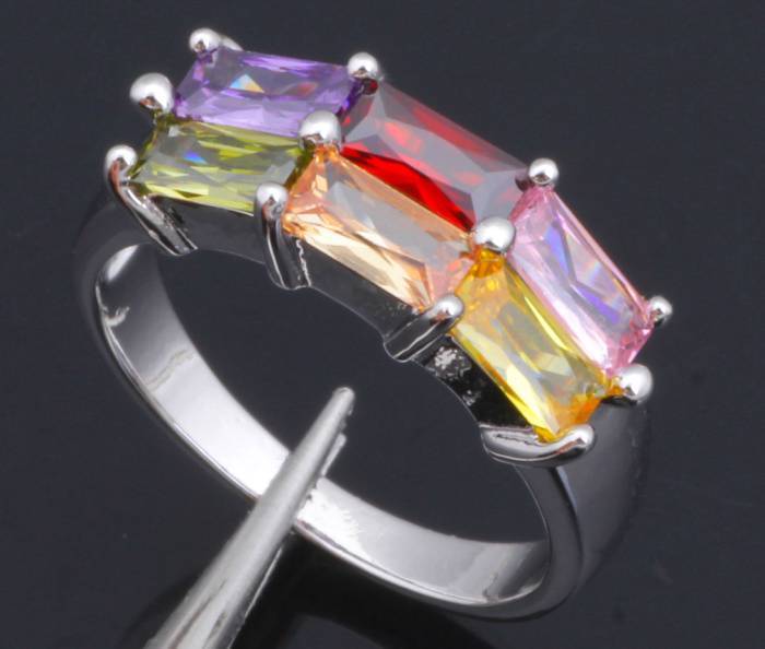 *Local Stock* 925 sterling silver filled Ladies Gorgeous designer Multi gemstone ring