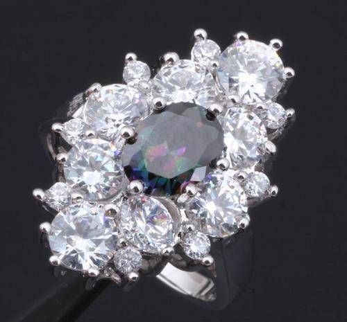*Local Stock*925 sterling silver filled Gorgeous Designer ladies Zircon and Mystic topaz ring