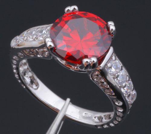 *Local Stock*925 sterling silver filled Gorgeous Designer ladies Garnet and Zircon gemstone ring
