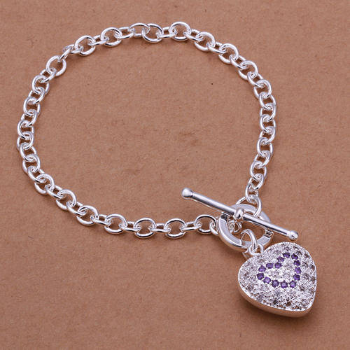 Local Stock Stunning 925 sterling silver filled ladies heart bracelet with Genuine austrian crystals