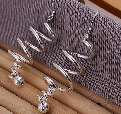 Local Stock, New 925 Sterling silver filled ladies spiral design ladies dangle earrings