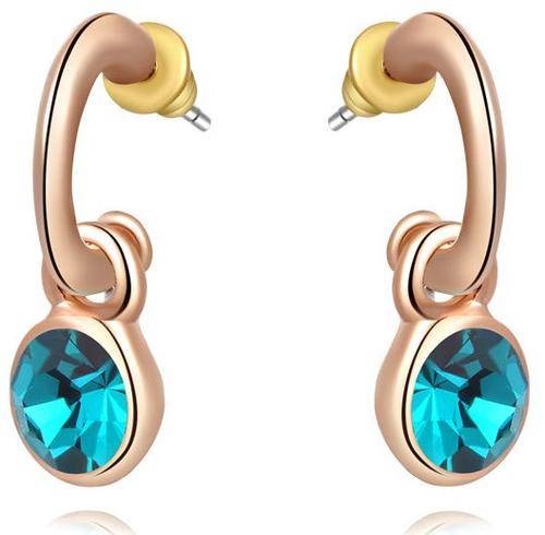 New 18K RGP rose gold ladies dangle earrings with Green AAA genuine Austrian Crystal