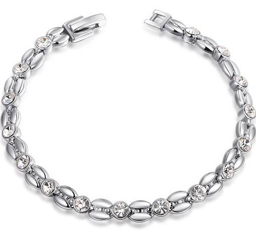 New 18K RGP white gold ladies tennis style bracelet with AAA Genuine austrian crystals