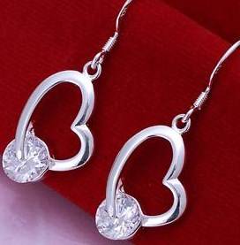 New 925 Sterling silver filled heart earrings with AAA Genuine Austrian Crystal detail