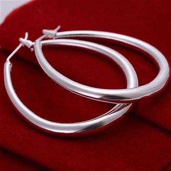 *Local Stock*, New 925 Sterling silver filled ladies oval design hoop earrings