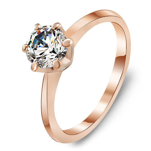 New 18K RGP rose gold Ladies princess ring, Engagement style with 1ct Genuine Austrian Crystal