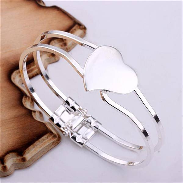 Local stock, New 925 Sterling silver filled Heart bangle, clip open