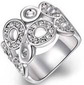 New 18KRGP white gold ladies Circles ring with AAA genuine Austrian crystals