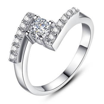 New 18K RGP ladies Engagement style micro setting ring, with AAA highest quality Crystals