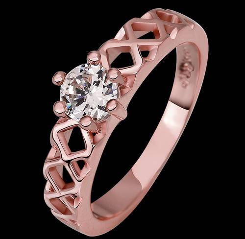 New 18K RGP rose gold Ladies ring, Engagement style with 1ct Austrian crystal