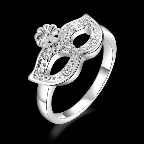 New 925 sterling silver filled stamped Cute ballroom mask ring with Genuine Austrian crystals