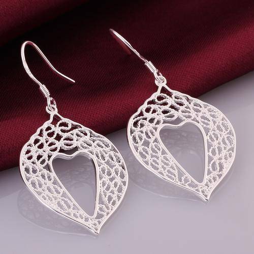 New 925 sterling silver filled stamped Angel wing style ladies filigree style earrings
