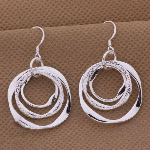 New 925 Sterling silver filled Stamped multi tier wave style dangle earrings