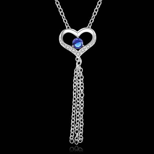New 925 sterling silver filled stamped Heart pendant with chain and crystal detail + FREE chain