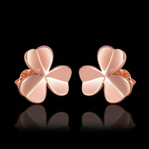 New 18K RGP in rose gold cute Ladies clover design stud earrings