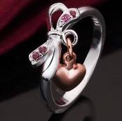 New 925 sterling silver filled stamped Bow tie design ring with cute heart detail