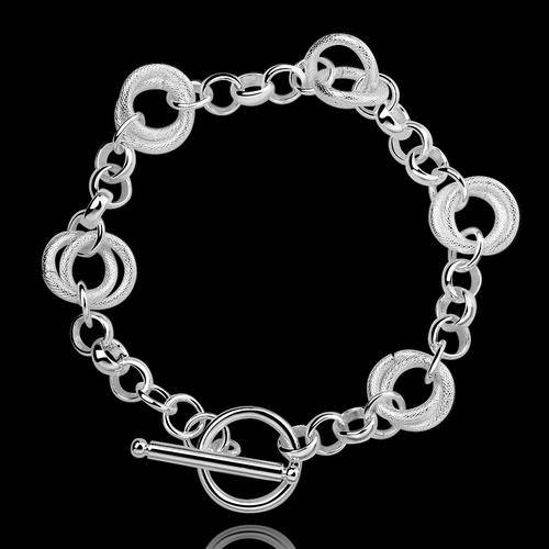 New 925 Sterling silver filled stamped Linked circle design bracelet