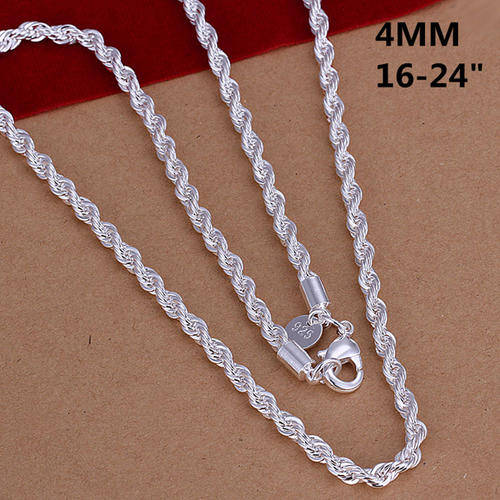 New 925 sterling silver filled stamped Plain ladies Twist design Necklace, 22"