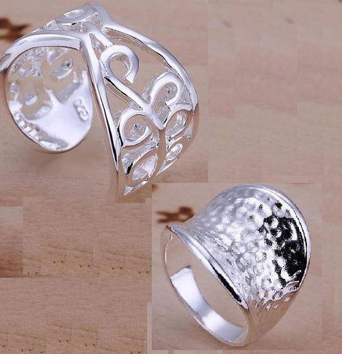 Crazy 2 for 1 special, 1 x Chunky wave design ring + 1 x adjustable filigree ring, 925 silver filled