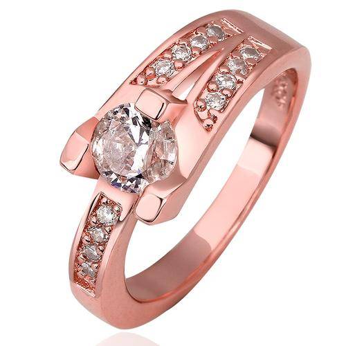 New, 18K RGP in rose gold, Ladies wedding style ring with Large AAA grade Austrian crystal