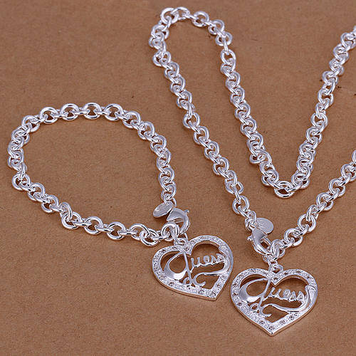 925 Sterling Silver Filled Necklace & Bracelet Set