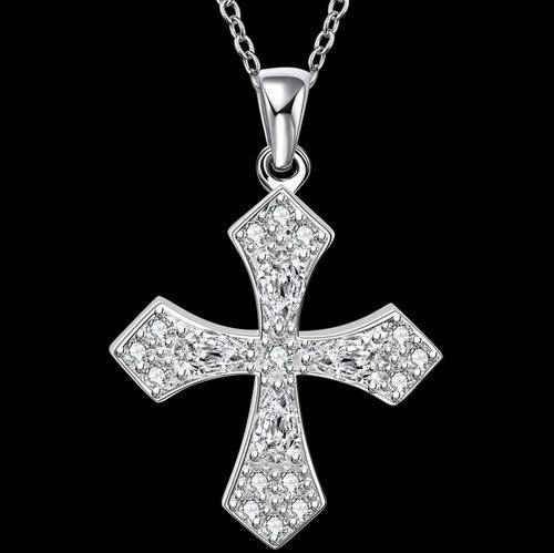 New 925 Sterling silver filled Ladies Cross pendant with AAA genuine crystals, Comes with free Chain