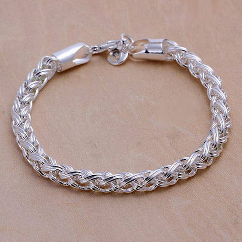 New 925 sterling silver filled Inter-weaved links plain style bracelet