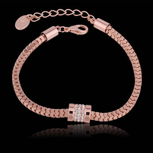New 18K RGP Ladies square link design bracelet with AAA Austrian crystal detail