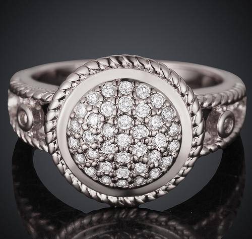 New Ladies chunky cluster style ring in 18K RGP white gold adorned with AAA genuine crystals