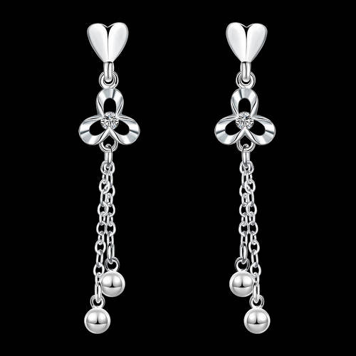 New 925 Sterling silver filled cute ladies dangle earrings with AAA zircon crystal detail