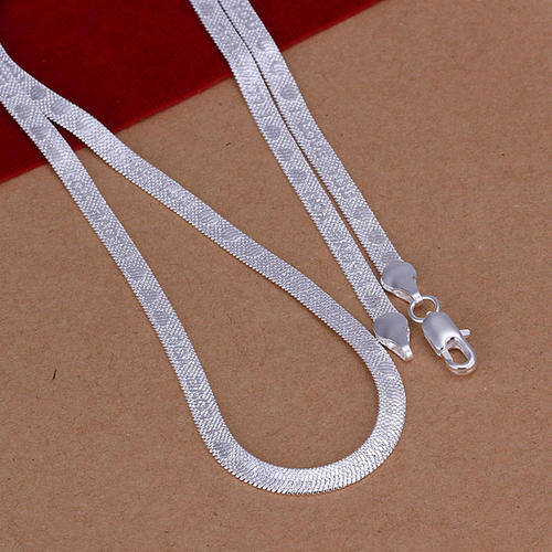 New 925 Sterling Silver filled snake style necklace with i love you detail