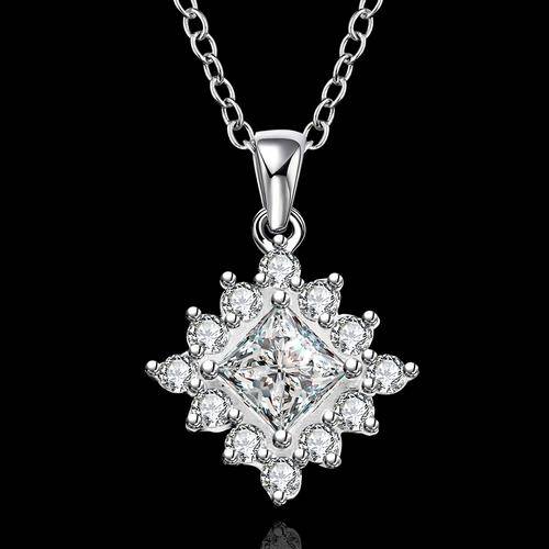 New 925 Sterling silver filled ladies cluster design pendant with AAA genuine crystals + Free chain