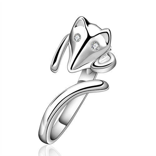 New 925 Sterling silver filled Cute Fox style ring, adjustable size