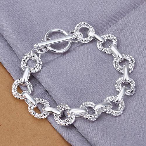New, 925 Sterling silver filled ladies bracelet with double twist linked circles