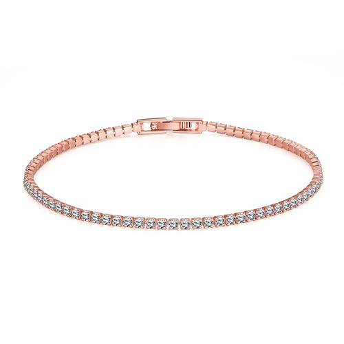 New 18K RGP in rose gold, Ladies tennis style bracelet with AAA top quality Genuine Crystals