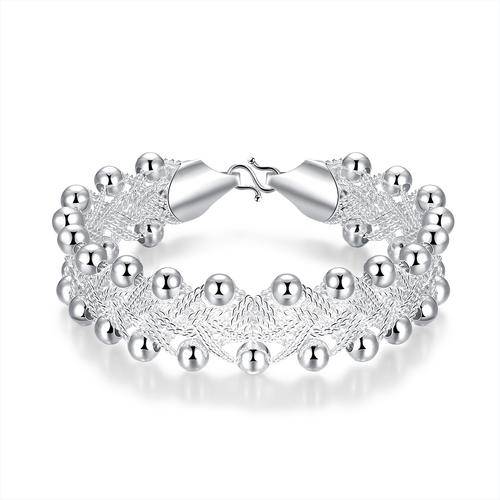 New 925 sterling silver filled Lace work design bracelet with bead detail