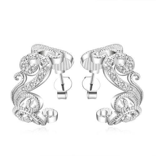 New 925 Sterling silver filled ladies half hoop filigree design earrings