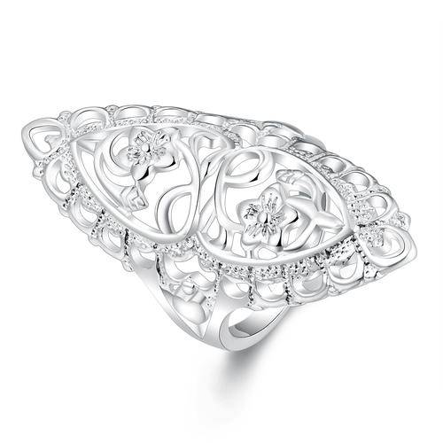 New 925 Sterling Silver filled ladies chunky style ring with filigree detail work
