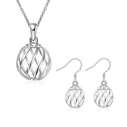 New 925 Sterling silver filled Ladies delicate twist pendant + FREE chain and matching earrings