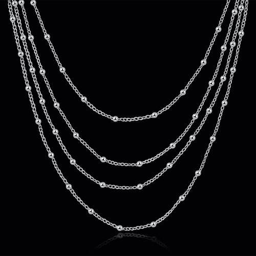 New 925 Sterling silver filled Ladies Multi tier draped necklace with bead detail