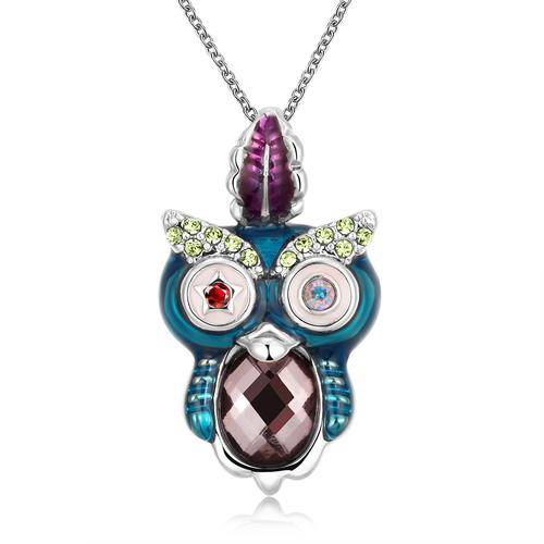 New Unique ladies Owl pendant with multi colored details, Comes with FREE chain